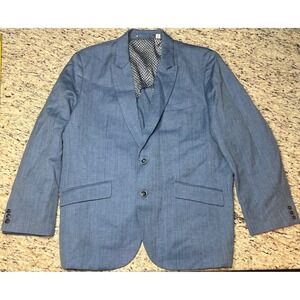 Robert Graham Men's Blue Herringbone Blazer Suit Jacket Size 46R